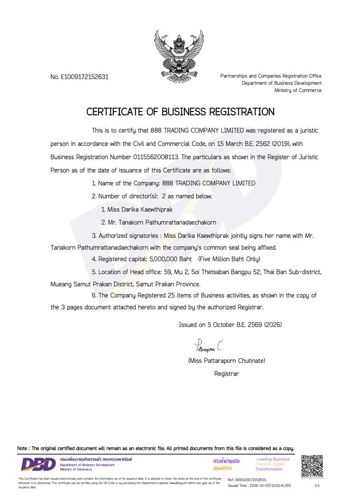 Certificate of Business Registration